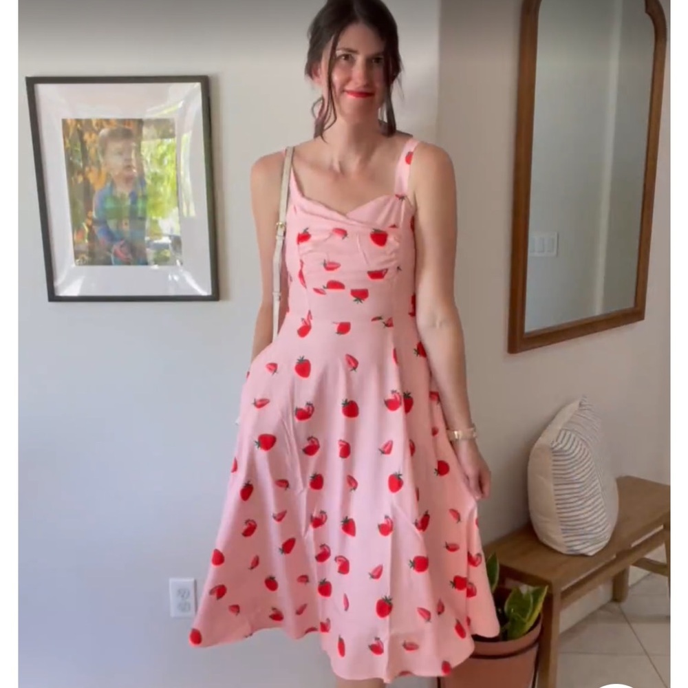 Strawberry Print Midi Dress